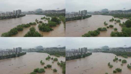 2024年6月下旬黄山市暴雨后洪水来袭高清在线视频素材下载