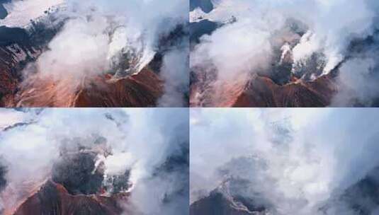 活火山空中冒出的烟高清在线视频素材下载