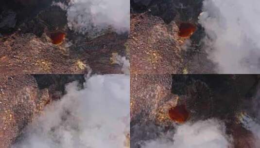 从火山口空中冒出的烟高清在线视频素材下载