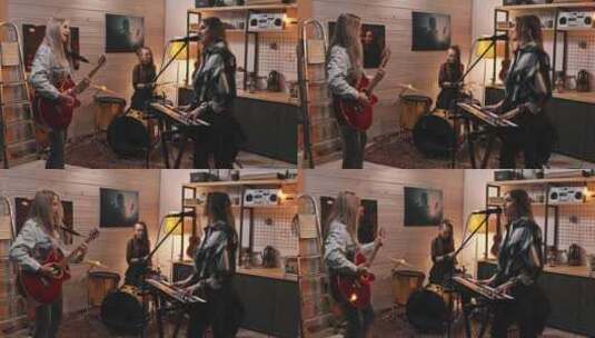 工作室、合成器、麦克风、音乐家高清在线视频素材下载