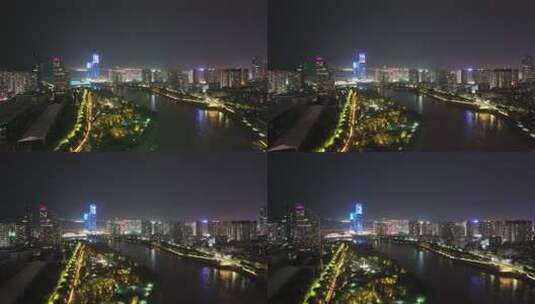 甘肃兰州夜景兰州城市夜景航拍高清在线视频素材下载