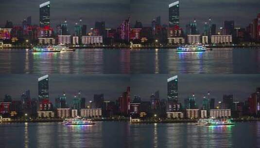 武汉武昌江滩夜景高清在线视频素材下载