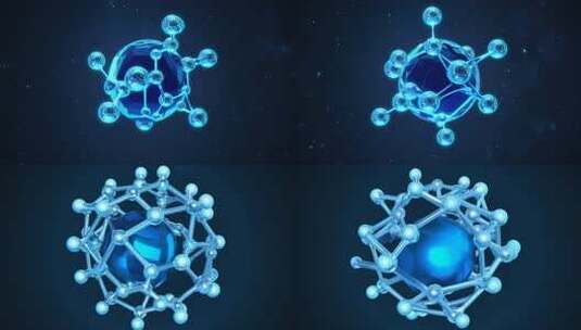 蓝色球形分子结构3D渲染高清在线视频素材下载