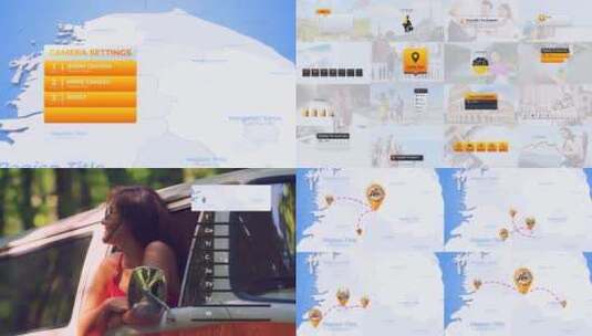简约平面加拿大旅游地图城市标志AE模板高清AE视频素材下载