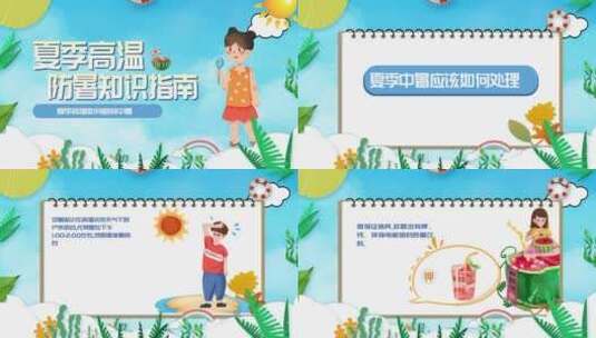 暑期安全宣传预防中暑MG动画高清AE视频素材下载