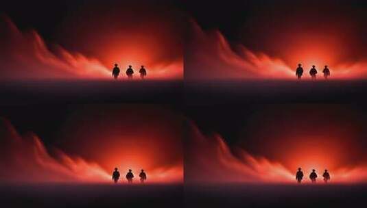 暮色下士兵剪影坚守阵地高清在线视频素材下载