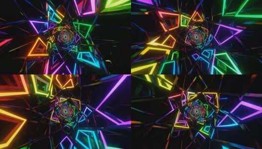 炫彩几何光影隧道背景素材高清在线视频素材下载