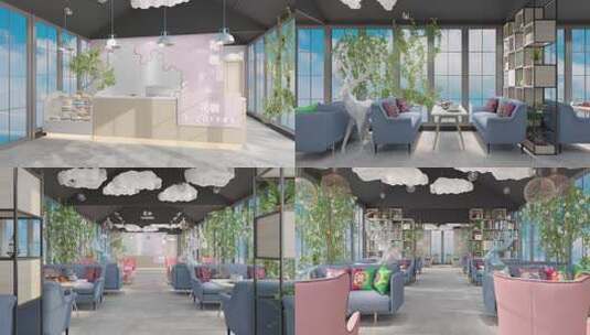 北欧风咖啡馆空间展示空镜合集高清在线视频素材下载