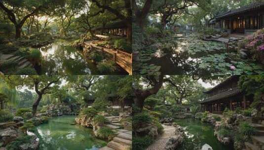 苏州园林江南水乡唯美素材高清在线视频素材下载