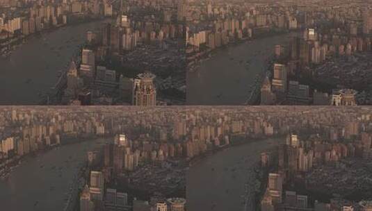 黄浦江畔城市建筑群俯瞰高清在线视频素材下载