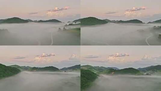 山间云雾缭绕的自然风光高清在线视频素材下载