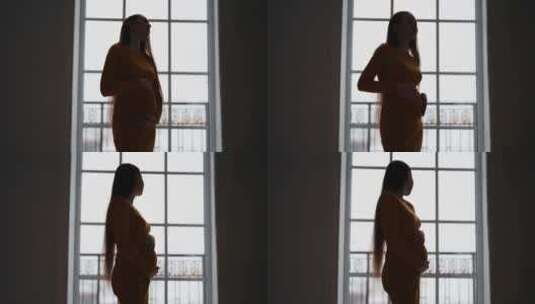 抚摸肚子的孕妇【4K】高清在线视频素材下载