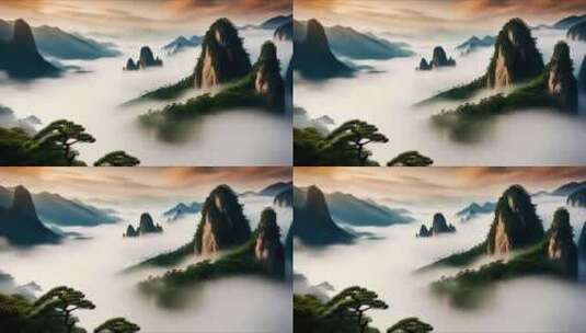 中国风山脉云雾仙境高清在线视频素材下载