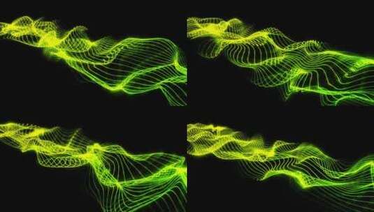 绿色粒子波流回路V2高清在线视频素材下载