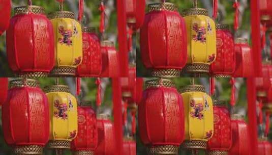 中国春节节日悬挂中国风红灯笼高清在线视频素材下载