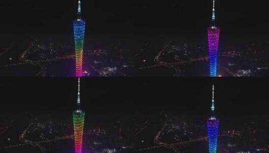 广州塔小蛮腰4k航拍夜景高清在线视频素材下载