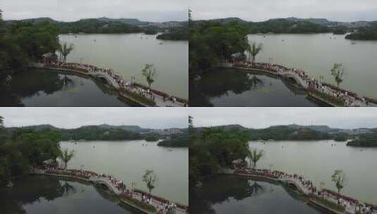 广东惠州：五一黄金周西湖迎仙桥人来人往高清在线视频素材下载