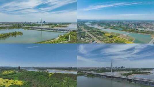 滹沱河延时航拍高清在线视频素材下载