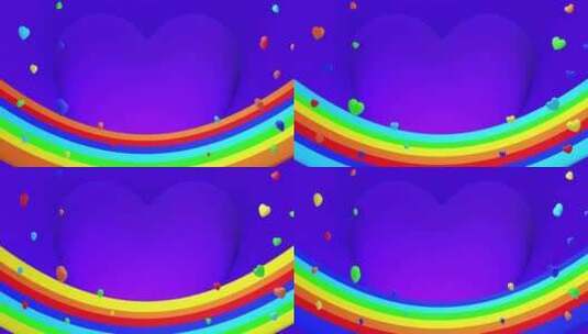 彩虹拱门上的彩色心高清在线视频素材下载