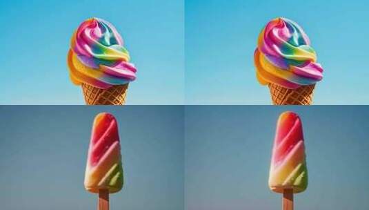 雪糕 彩色冰淇淋高清在线视频素材下载