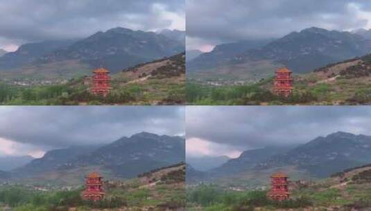 雨后泰山观光阁高清在线视频素材下载