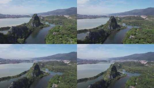 广东肇庆七星山5A景区星湖航拍高清在线视频素材下载