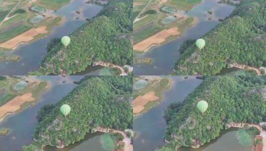 云南普者黑热气球航拍高清在线视频素材下载