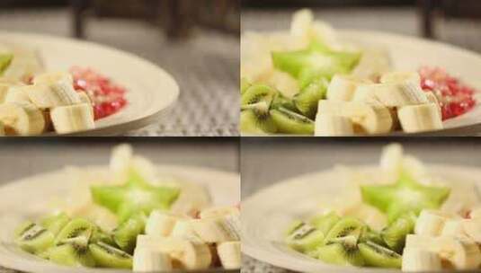 剥水果果肉制作水果拼盘高清在线视频素材下载