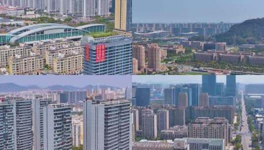 浙江省台州市椒江区航拍城市高楼大厦风景风高清在线视频素材下载