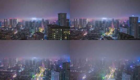 沈阳73年以来最强降雨过后的平流雾夜空高清在线视频素材下载