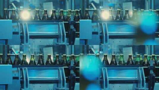 瓶装生产线上的玻璃瓶高清在线视频素材下载
