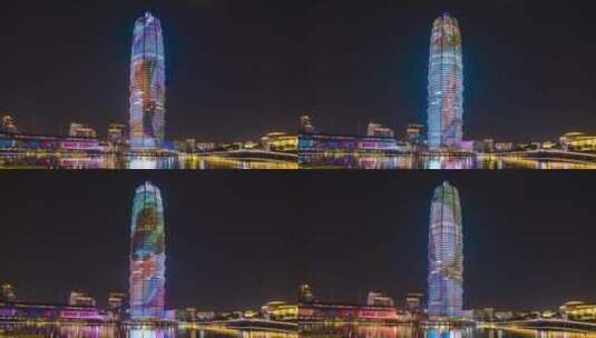 郑州千玺广场夜景延时4K高清在线视频素材下载