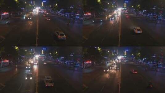 城市 大道 夜晚 车辆 行驶 灯光高清在线视频素材下载