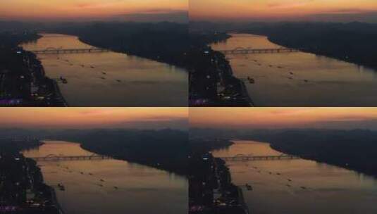杭州钱塘江复兴大桥航拍高清在线视频素材下载
