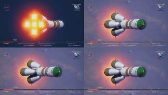 动画电影描述了俄罗斯联盟号火箭飞行的各个阶段高清在线视频素材下载