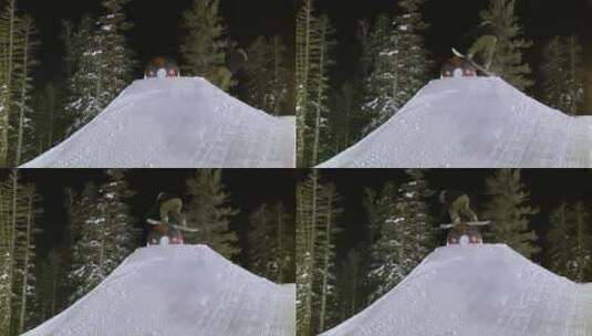 户外练习滑雪的运动员高清在线视频素材下载