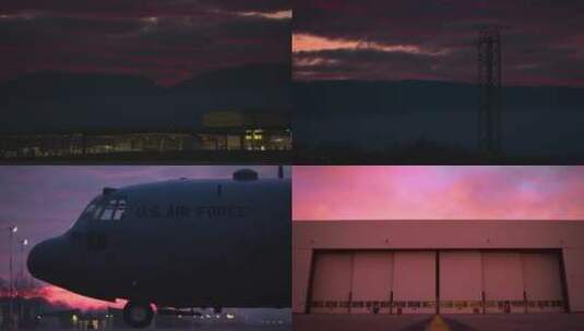 拉姆斯坦空军基地夜景高清在线视频素材下载