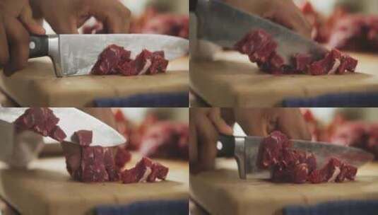 厨师在切肉高清在线视频素材下载