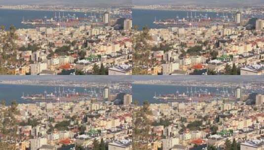 俯瞰以色列海法的公寓和建筑物高清在线视频素材下载