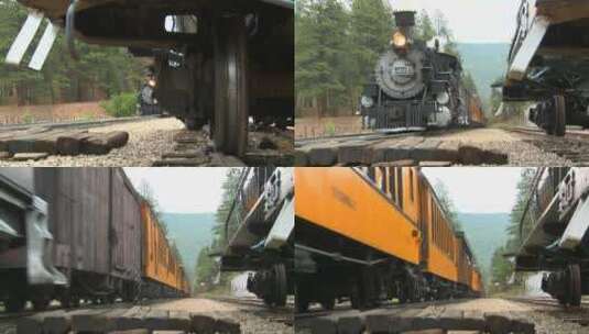 蒸汽火车经过镜头前高清在线视频素材下载