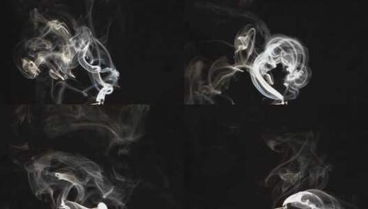 熏香烟雾在黑色背景下升起高清在线视频素材下载
