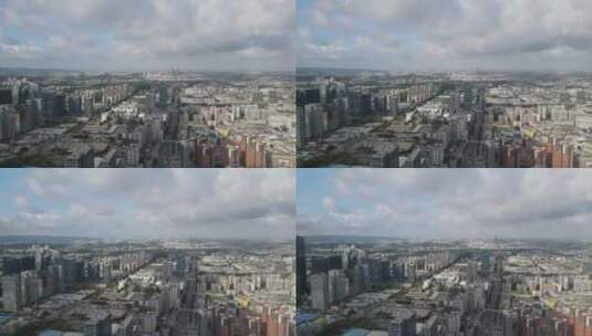 蓝天白云下城市航拍高清在线视频素材下载