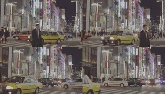 日本扫街抓拍夜晚都市车流高清在线视频素材下载