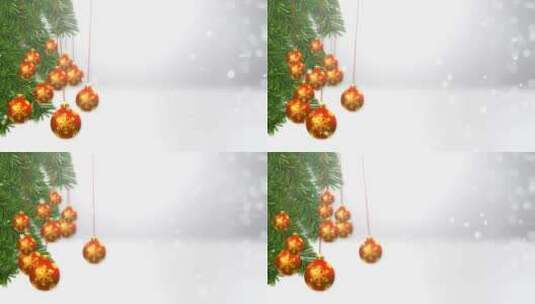 雪地背景上前悬挂的圣诞球高清在线视频素材下载