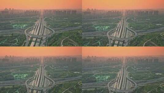 航拍城市空镜 立交桥 交通高清在线视频素材下载