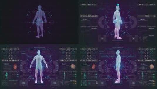 生物科技扫描人体显示器智能中心科技屏幕高清在线视频素材下载