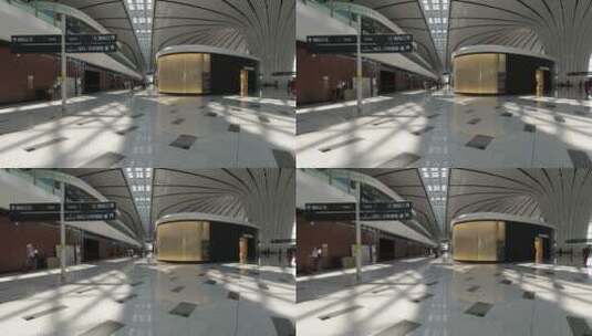 移动镜头行走北京大兴国际机场大厅高清在线视频素材下载