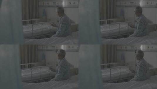 医院 病房 孤独的老人 生病 等待  养老院高清在线视频素材下载