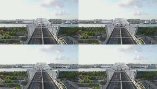 宁波鄞州区全景三官堂大桥4K航拍原素材高清在线视频素材下载