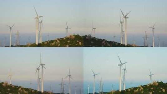 山上风力发电机高清在线视频素材下载